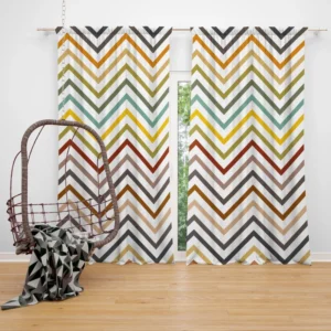 Multicolored Zigzag Lines Design Curtain