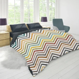 Multicolored Zigzag Lines Design Duvet Cover 1