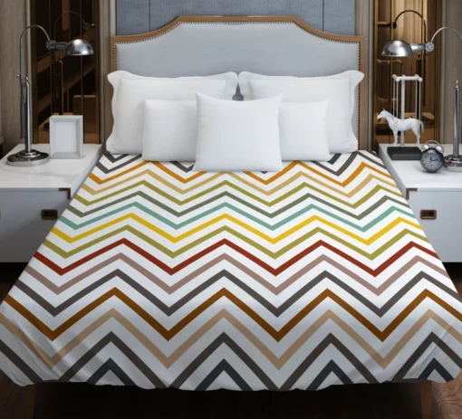 Multicolored Zigzag Lines Design Duvet Cover