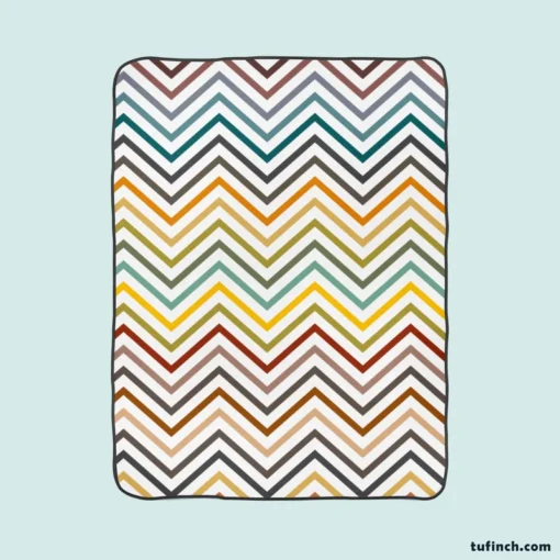 Multicolored Zigzag Lines Design Fleece Blanket 1