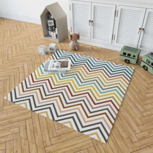 Multicolored Zigzag Lines Design Rug 1