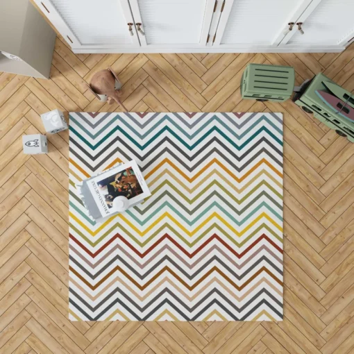 Multicolored Zigzag Lines Design Rug