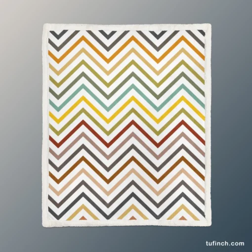 Multicolored Zigzag Lines Design Sherpa Fleece Blanket 1