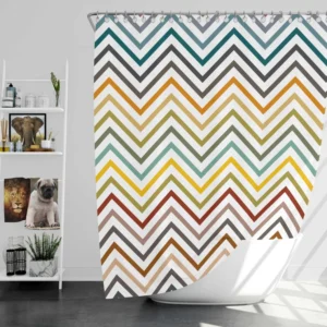 Multicolored Zigzag Lines Design Shower Curtain