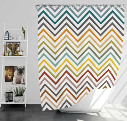 Multicolored Zigzag Lines Design Shower Curtain