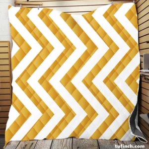 Mustard Yellow Seamless Zigzag Pattern Quilt Blanket