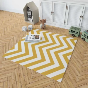 Mustard Yellow Seamless Zigzag Pattern Rug 1