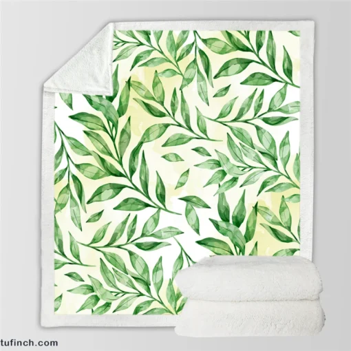 Nature Foliage Leaves Sherpa Fleece Blanket