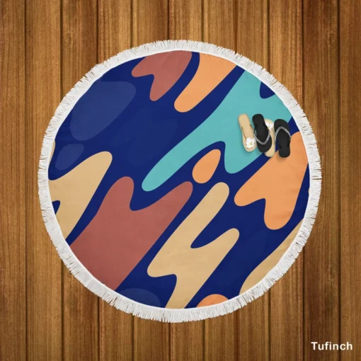 Nature-inspired Camouflage Pattern Round Beach Towel