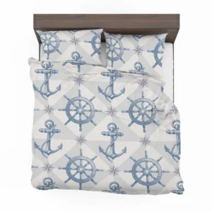 Nautical Anchors Wheel Compass Nautical Pattern Bedding Set 2