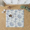 Nautical Anchors Wheel Compass Nautical Pattern Rug