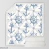 Nautical Anchors Wheel Compass Nautical Pattern Sherpa Fleece Blanket