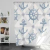 Nautical Anchors Wheel Compass Nautical Pattern Shower Curtain