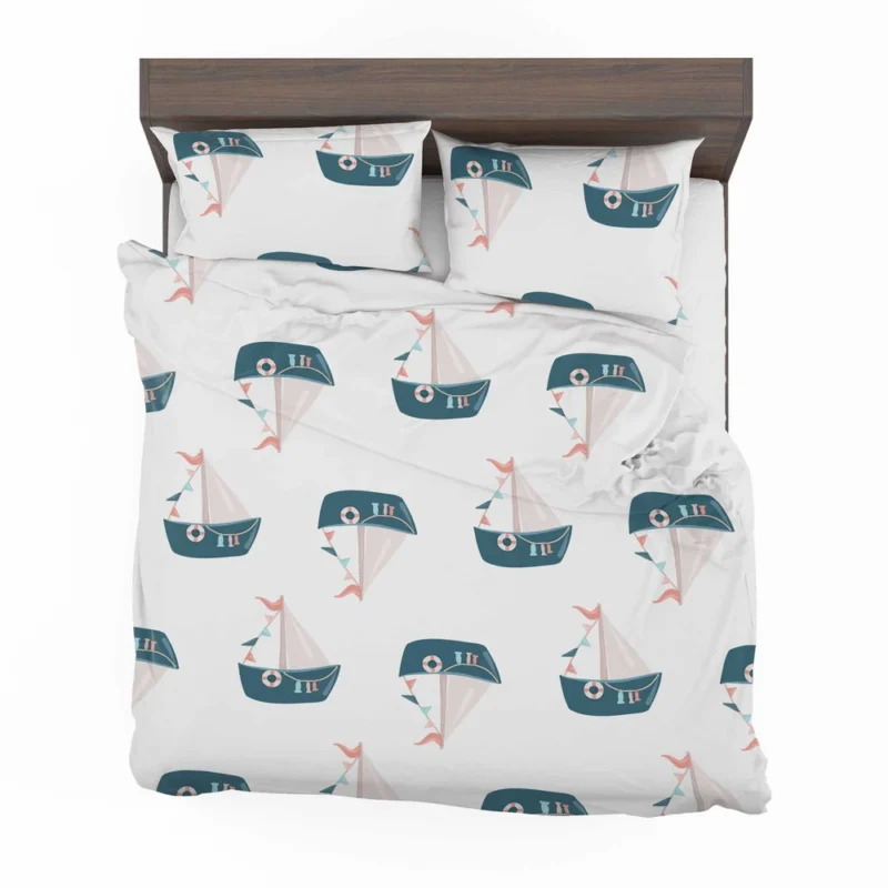 Nautical Cute Kid Boat Bedding Set 2