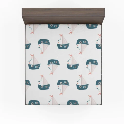 Nautical Cute Kid Boat Fitted Sheet