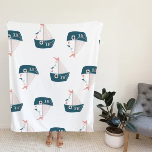 Nautical Cute Kid Boat Fleece Blanket