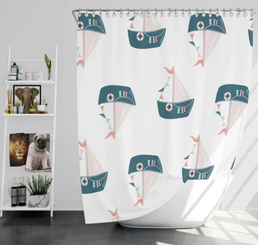 Nautical Cute Kid Boat Shower Curtain