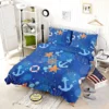 Nautical Pattern Anchor Starfish Shells Bedding Set