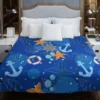 Nautical Pattern Anchor Starfish Shells Duvet Cover