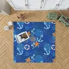 Nautical Pattern Anchor Starfish Shells Rug