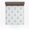 Nautical Pattern Blue Anchor In White Fitted Sheet