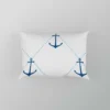 Nautical Pattern Blue Anchor In White Pillow Case