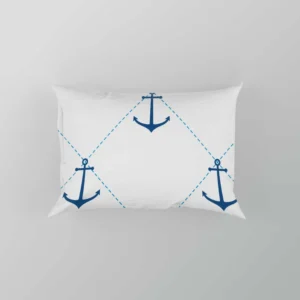 Nautical Pattern Blue Anchor In White Pillow Case