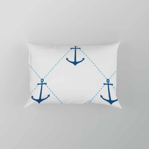 Nautical Pattern Blue Anchor In White Pillow Case