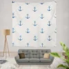 Nautical Pattern Blue Anchor In White Wall Tapestry