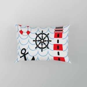 Nautical Pattern Lighthouse Lifebuoy Anchor Pillow Case