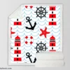 Nautical Pattern Lighthouse Lifebuoy Anchor Sherpa Fleece Blanket