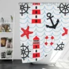 Nautical Pattern Lighthouse Lifebuoy Anchor Shower Curtain