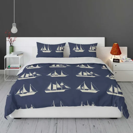 Nautical Sailboat Pattern Bedding Set 1