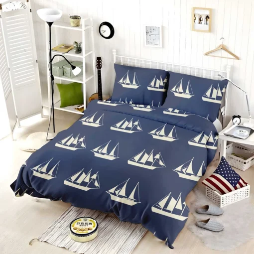 Nautical Sailboat Pattern Bedding Set