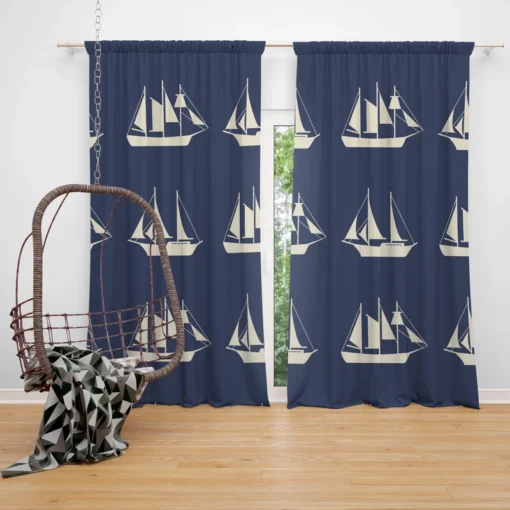 Nautical Sailboat Pattern Curtain