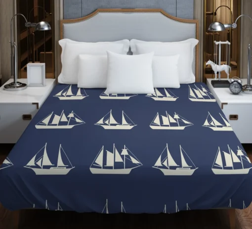 Nautical Sailboat Pattern Duvet Cover