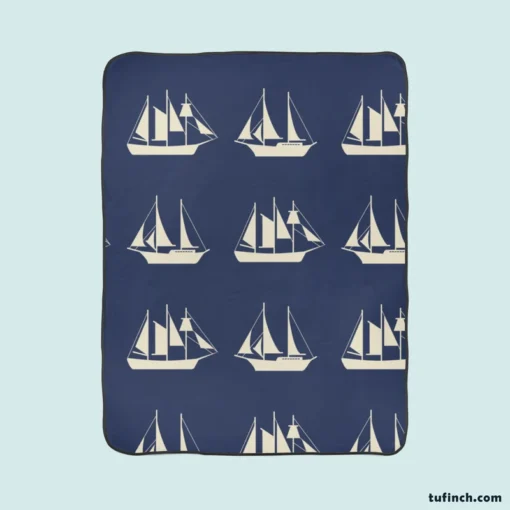 Nautical Sailboat Pattern Fleece Blanket 1