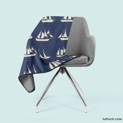 Nautical Sailboat Pattern Fleece Blanket 2