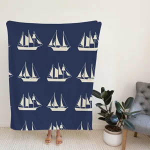 Nautical Sailboat Pattern Fleece Blanket