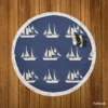 Nautical Sailboat Pattern Round Beach Towel