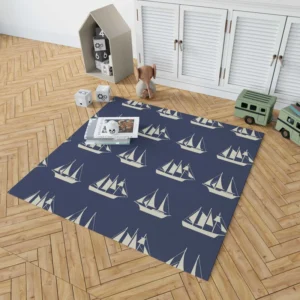 Nautical Sailboat Pattern Rug 1