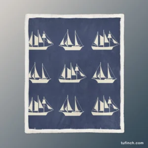 Nautical Sailboat Pattern Sherpa Fleece Blanket 1