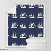 Nautical Sailboat Pattern Sherpa Fleece Blanket