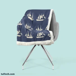 Nautical Sailboat Pattern Sherpa Fleece Blanket 2