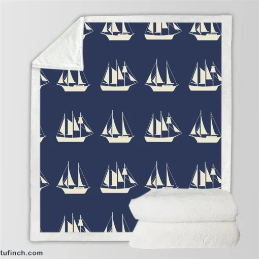 Nautical Sailboat Pattern Sherpa Fleece Blanket