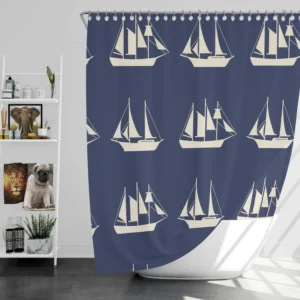 Nautical Sailboat Pattern Shower Curtain