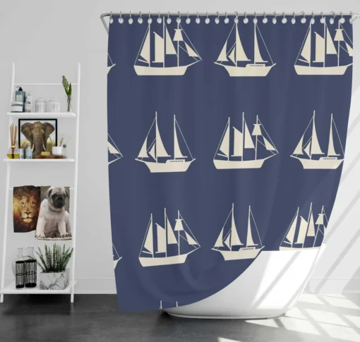 Nautical Sailboat Pattern Shower Curtain