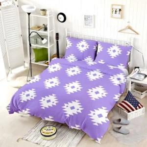 Navajo Ethnic Argyle Purple Pattern Bedding Set