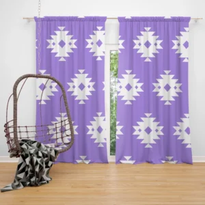 Navajo Ethnic Argyle Purple Pattern Curtain