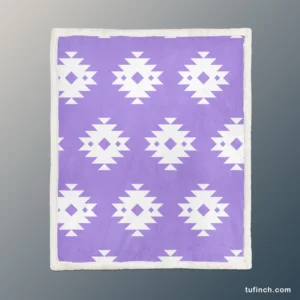 Navajo Ethnic Argyle Purple Pattern Sherpa Fleece Blanket 1